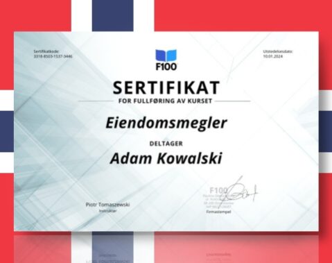 Certyfikat F100 Karuzela język Norweski