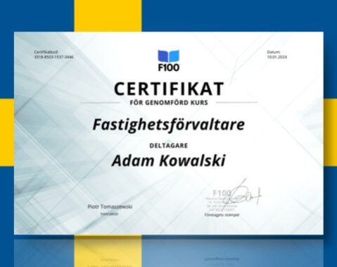 Certyfikat F100 Karuzela język Szwedzki