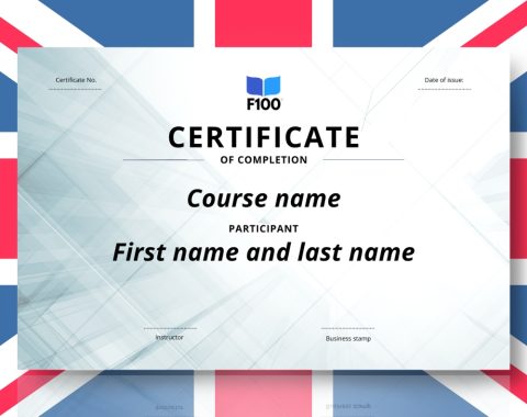 Šablóna certifikátu f100 online kurzov v angličtine