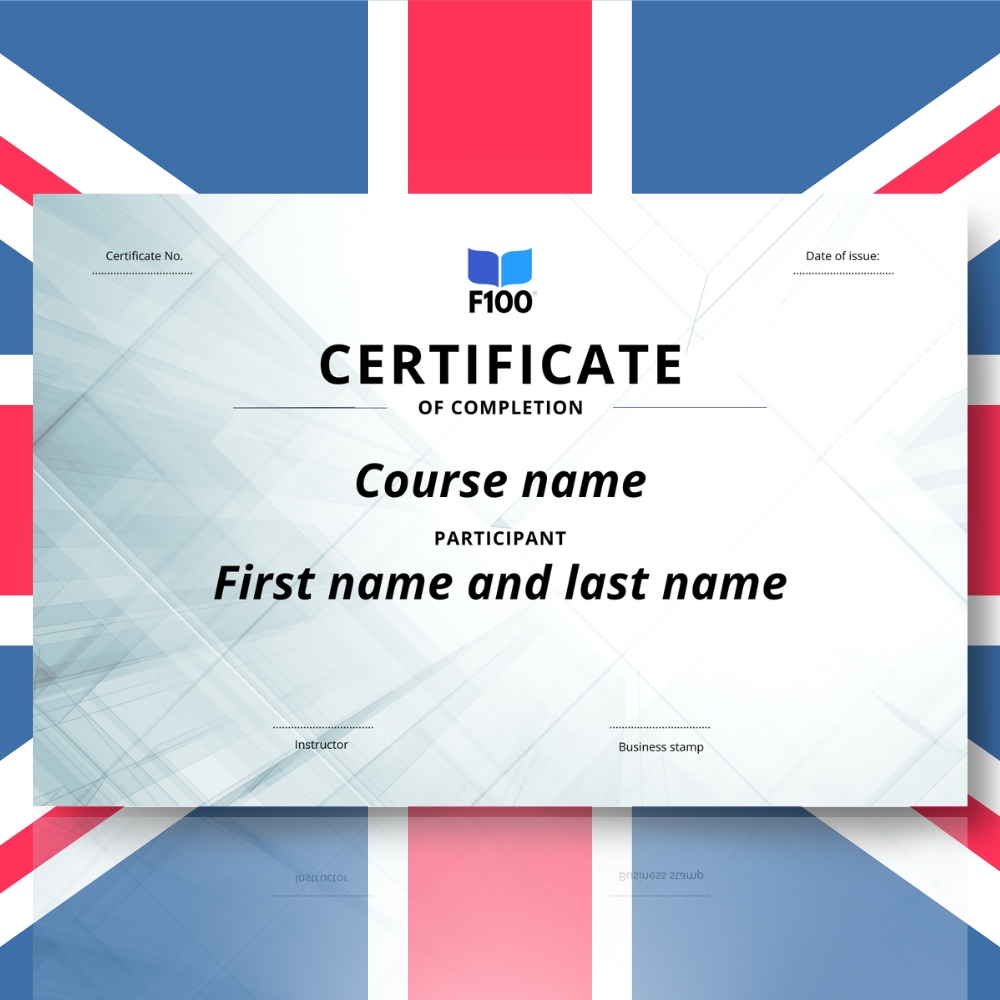 Šablóna certifikátu f100 online kurzov v angličtine
