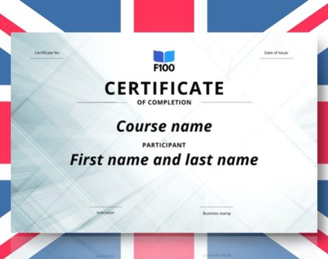 Šablóna certifikátu f100 online kurzov v angličtine_s