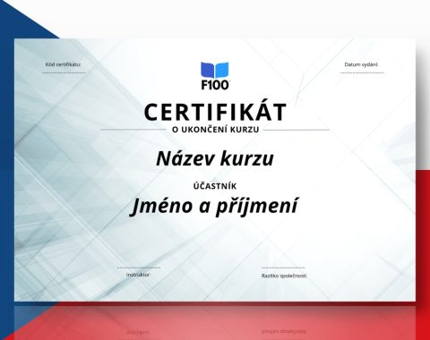 Šablóna certifikátu f100 online kurzov v češtine