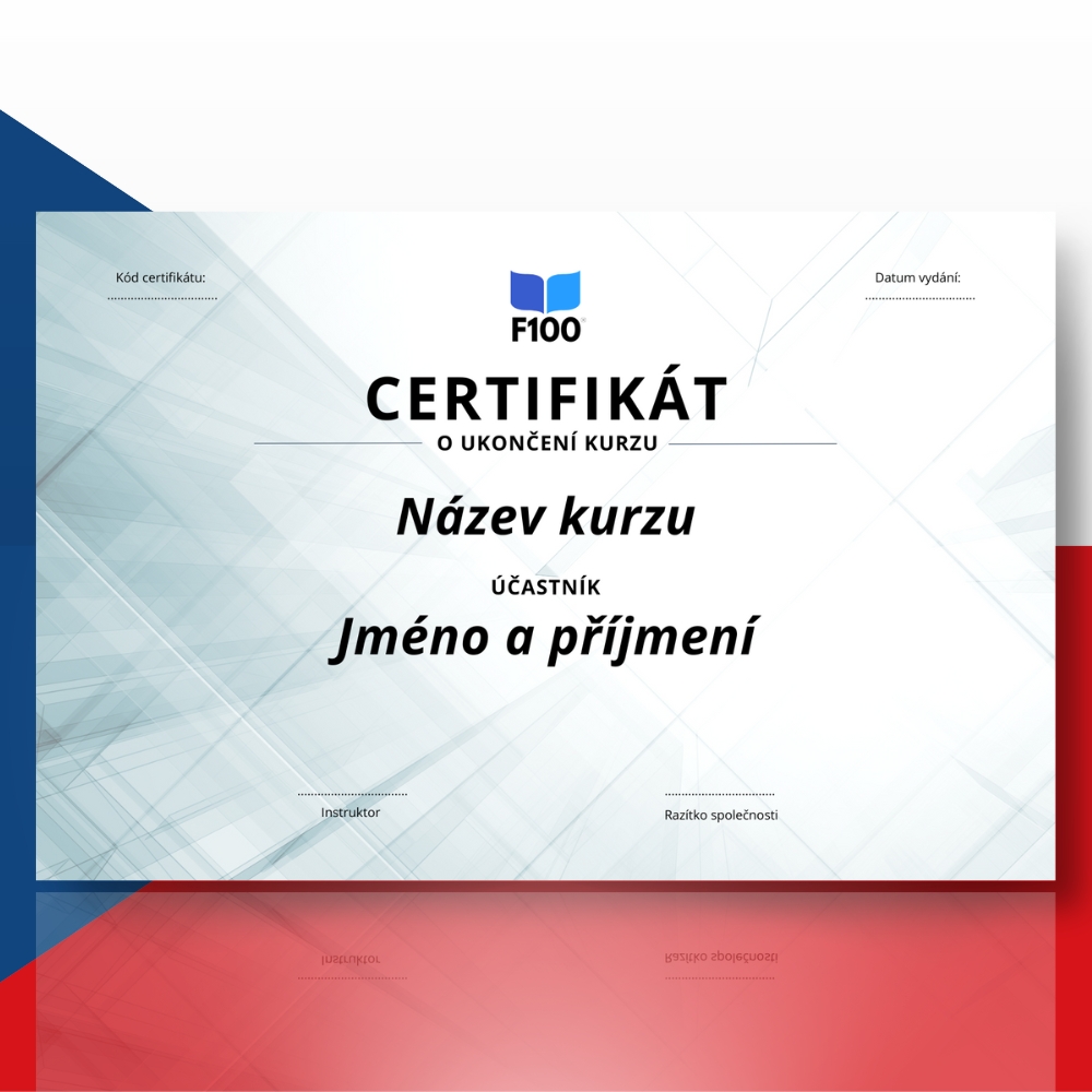 Šablóna certifikátu f100 online kurzov v češtine