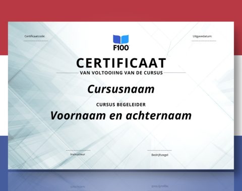 Šablóna certifikátu f100 online kurzov v holandčine