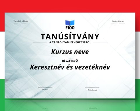 Šablóna certifikátu f100 online kurzov v maďarčine