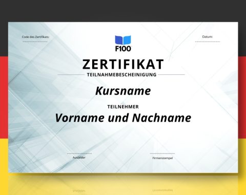 Šablóna certifikátu f100 online kurzov v nemčine