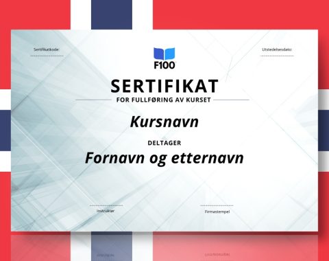 Šablóna certifikátu f100 online kurzov v nórčine