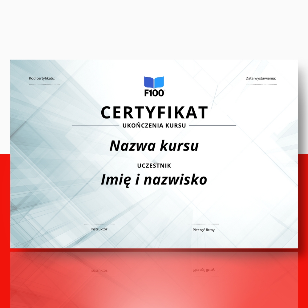 Šablóna certifikátu f100 online kurzov v poľštine