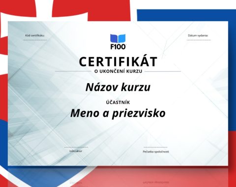 Šablóna certifikátu f100 online kurzov v slovenčine