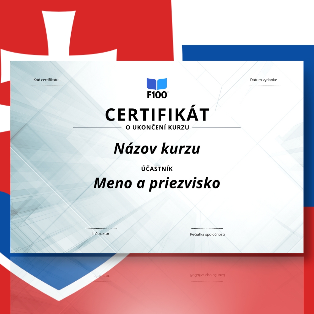 Šablóna certifikátu f100 online kurzov v slovenčine
