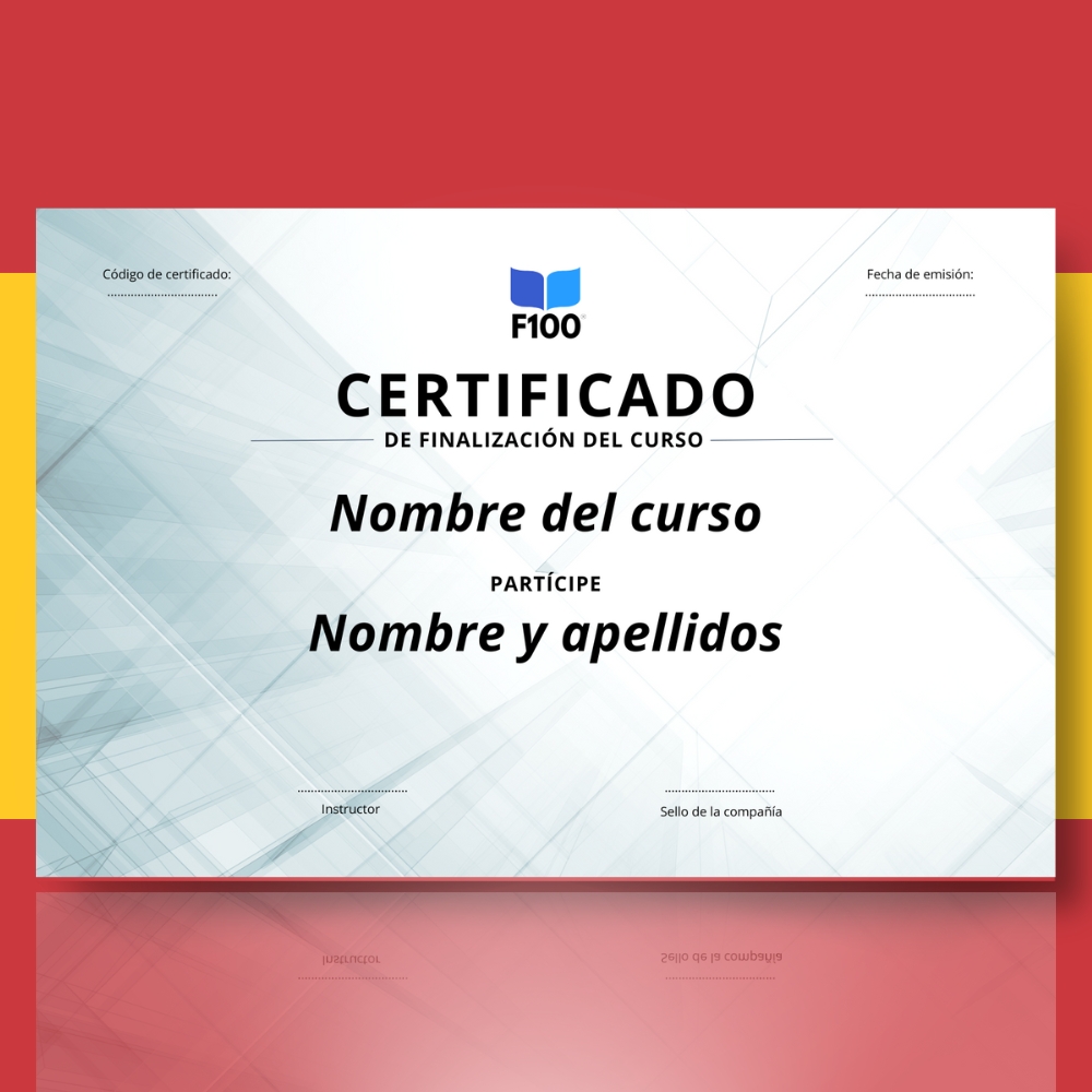Šablóna certifikátu f100 online kurzov v španielčine