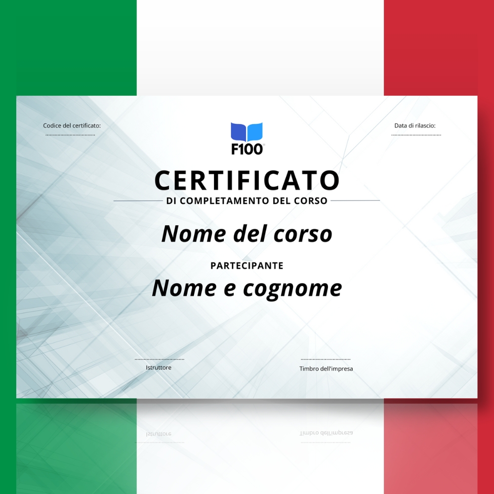 Šablóna certifikátu f100 online kurzov v taliančine