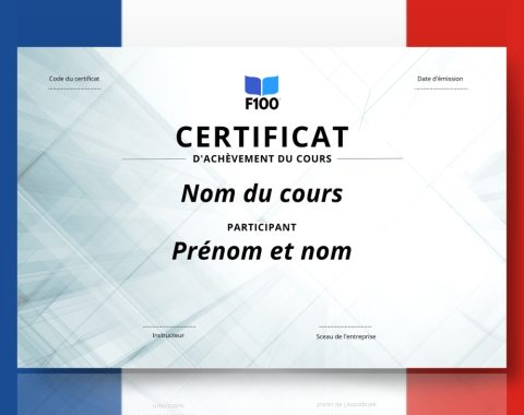 Šablóna certifikátu f100 online kurzov vo francúzštine