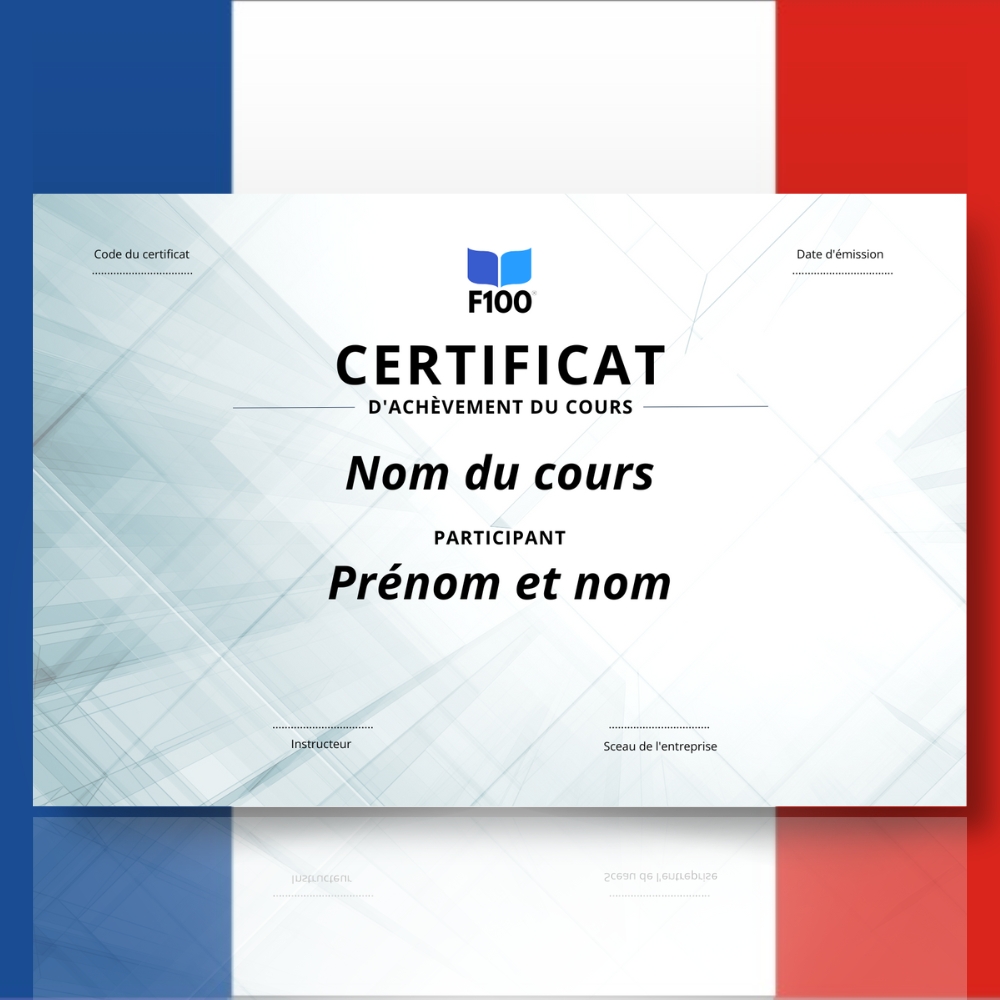 Šablóna certifikátu f100 online kurzov vo francúzštine